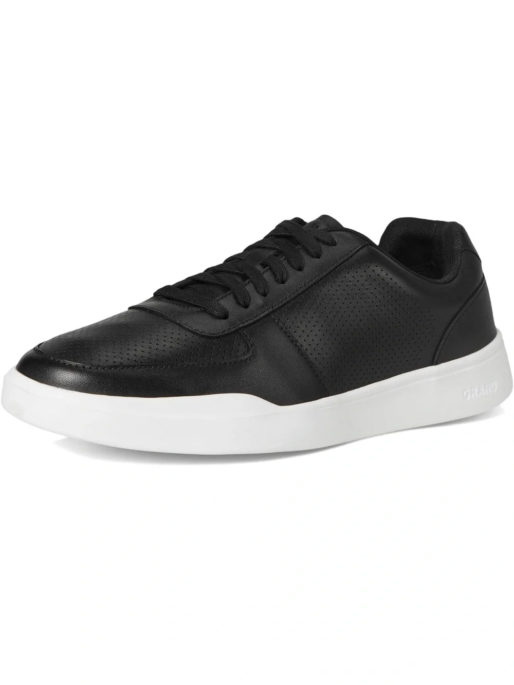 Cole Haan Men's Black Leather Low-Top Sneakers with White Sole
